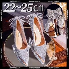 グリッターパンプスリボンハイヒール美脚 ドレスパーティーキャバ キラキラ22 22.5 23 23.5 24 24.5 25