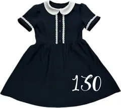 キッズワンピース　フォーマル　襟付き　レース付き　サイズ130㎝　ネイビー　お受験ワンピース