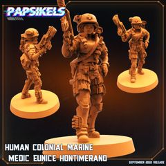 Papsikels Miniatures | HUMAN COLONIAL MARINE MEDIC EUNICE HONTIMERANO 32mm | 3Dプリント ミニチュア TRPG サイバーパンク SF