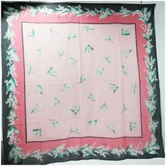 クリスチャンディオール シルク スカーフ 大判 ピンク×ネイビー 花柄 中古