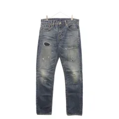 Levi's (リーバイス) ダメージ加工 502 ジップフライ Vステッチ ストレートデニムパンツ インディゴ W30/L32