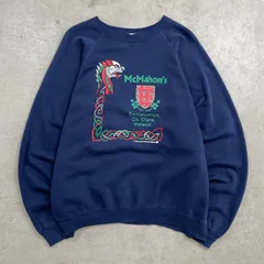 80年代 USA製 MCMAHON'S 企業ロゴプリント ラグランスウェットシャツ ケルト柄 メンズXL相当 【SS2506】