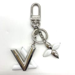 ルイヴィトン キーリング モノグラム フラワー ツイスト キーホルダー ホワイト x シルバー LOUIS VUITTON ABランク 中古