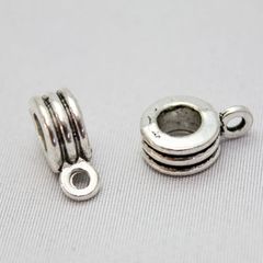 【5個パック】カン付き 銀古美 円柱型 スペーサー [縦12.5mm×横8.3mm×幅5mm] sgy-898-b-5p