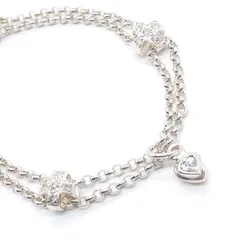 Folli Follie フォリフォリ ブレスレット 2連 ヴィンテージ SILVER 925 750 K18 ジルコニア クロス ハート