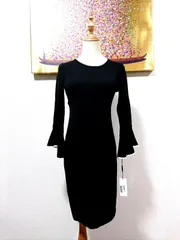 CALVIN KLEIN カルバン・クライン  フレア袖 ニットワンピース