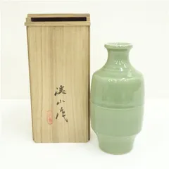京焼　加藤渓山造　青磁花瓶（共箱） 花器 おしゃれ かわいい アンティーク フラワーベース 華道 華道具 茶道具 茶道 生花 花入れ