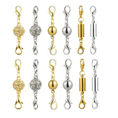 【在庫セール】収納袋付き クラフト作り DIY用 延長用金具 12個セット ジュエリー用 エンドパーツ 磁気クラスプ 簡単装着 マグネット留め具 留め具 ネックレス YFFSFDC