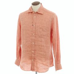 【新品】グランシャツ Glanshirt リネン ワイドカラー カジュアルシャツ ライトレッド【サイズ41】【メンズ】