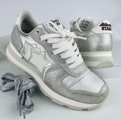 美品★Atlantic STARS・アトランティックスターズ VEGA レディース レザー切替し スターデザイン ブランドロゴ刺繍 スニーカー(35)イタリア製 ブランド レディース靴 カジュアル