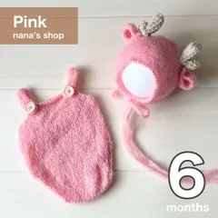 6ヶ月ピンク♪辰耳帽子とオーバーオール　たつ　ハーフバースデー衣装　ボンネット