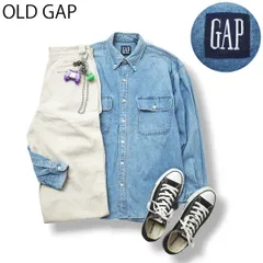 【希少】 90s ヴィンテージ オールド ギャップ OLD GAP 長袖 ボタンダウン デニム シャツ ダブルポケット ラウンドヘム S インディゴ アメリカン カジュアル ストリート メンズ