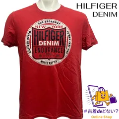 レアデザイン 90s TOMMY HILFIGER DENIM ロゴプリントTシャツ Lサイズ 古着 ストリート ヒルフィガーデニム レッド ヴィンテージ メンズファッション　Lサイズ　ユニセックスのサムネイル