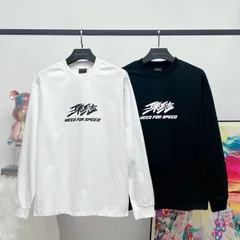 【本日限定特価】BALENCIAGA メンズ＆レディース ロングスリーブ Tシャツ 直噴プリント ホワイト/ブラック XS-L [本日特価|新品未使用品]