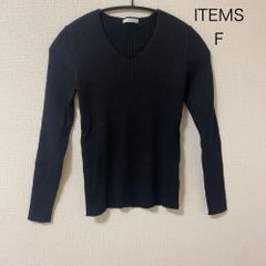 AB0535 アーバンリサーチ ITEMS Vネック リブニット セーター レディース Fサイズ ブラック 春 秋 冬