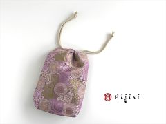 再販‼︎ 和柄巾着袋(大)　高級金襴…若紫《送料無料》