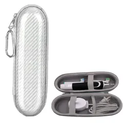 Crystal craft 歯ブラシケース シルバー 旅行用 おしゃれ コンパクト 耐久性 携帯便利 ポータブル 電動歯ブラシ対応 防水 防汚 軽量 ファスナー付き ハードシェルデザイン 衛生的 収納ケース [シルバー]