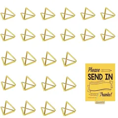 新品 ホルダー スタンド メモクリップ 写真 立て 可愛い 金属三角クリップ おしゃれ カード 24枚 名刺 便箋 文具 カードスタンド 事務 結婚式パーティー用メタルメモホルダー誕生日