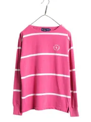 【お得なクーポン配布中!】 80s ラルフローレン ボーダー コットン 長袖 Tシャツ レディース S ヴィンテージ ボートネック ロンT ラガーシャツ 素材 肩ボタン ツートン