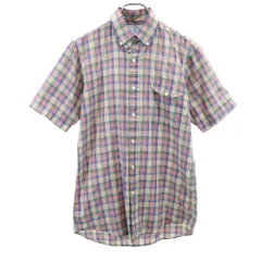 アイゾッドラコステ 70s 80s 糸巻きタグ ヴィンテージ チェック柄 半袖 ボタンダウンシャツ S ベージュ 他 IZOD LACOSTE メンズ 古着 【240518】 メール便可