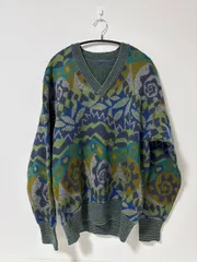 ミッソーニ セーター 長袖 クルーネック 総柄 トップス メンズ 52サイズ イエロー系×オレンジ系 Missoni MISSONI - ミッソーニ セーター 長袖 クルーネック 総柄