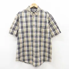 XL/古着 セントジョンズベイ 半袖 シャツ メンズ コットン ボタンダウン 薄黄他 イエロー チェック 25jun24 中古 トップス