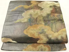袋帯 六通 名物裂 伝統工芸士 紋屋五左衛門 黒地 金糸