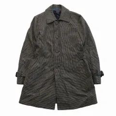 LANVIN en Bleu ランバン オン ブルー 千鳥柄 カシミヤ混 ステンカラーコート ブラック サイズM メンズ 286404 【中古】