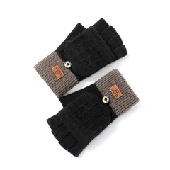 【新着商品】通勤 通学 ニット製 カバー付き 指出し グローブ 可愛い てぶくろ 指切り 半指手袋 ふんわり スマホ対応 2WAY手袋 冬用 指なし 防寒 レディース ミトン手袋 [ZVCXOE]