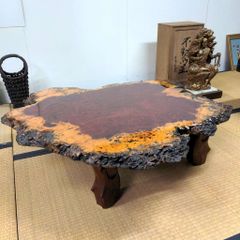 アウトレット 花梨 高級座卓 無垢 こぶ 全長113cm