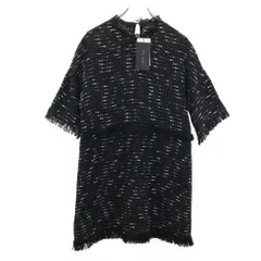 未使用 ザラウーマン 半袖 フリンジ付き ワンピース L ブラック系 ZARA WOMAN タグ付き レディース 古着 【240121】