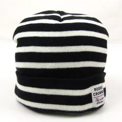 ロデオクラウンズ ニットキャップ 帽子 ブランド ボーダー柄 メンズ レディース FREEサイズ ブラック Rodeo Crowns 【中古】