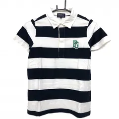 パーリーゲイツ 半袖ポロシャツ 白×ネイビー ボーダー 後ろロゴ レディース 0(S) ゴルフウェア PEARLY GATES