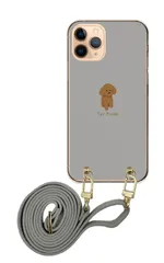 Galaxy S21 5G SC-51B SCG09 ギャラクシーS21 スマホケース スマホショルダー トイプードル プードル かわいい ワンポイント レザーベルト ストラップ 調節可能 130cm  カラー06