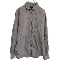 ZARAMAN 長袖 柄シャツ XL グレー ザラマン ボタン ビッグサイズ 総柄 ドット カジュアル カジュアルシャツ 古着卸 アメリカ仕入 a703-6626