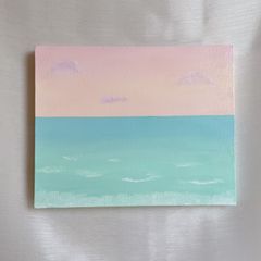 優しい海✴︎ 絵画　アクリル画　パステル　カラー　可愛い　綺麗　美しい　原画　淡い　風景　キャンバス画　オリジナル　波