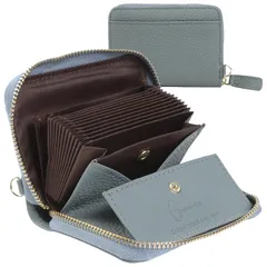 [Greacess] ミニ財布 カードケース じゃばら レディース 本革 お札が折れない スキミング防止 (ブルーグリーン) [ブルーグリーン]