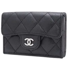 CHANEL(シャネル) マトラッセ ココマーク 三つ折り財布 コンパクト財布 3つ折り ミニウォレット 両面財布 Wホック キャビアスキン ブラック黒 シルバー金具 A84401 レディース 40802092209【中古】【アラモード】