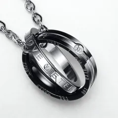 ネックレス メンズ ペンダント おしゃれ チェーン ブラック お揃い 50