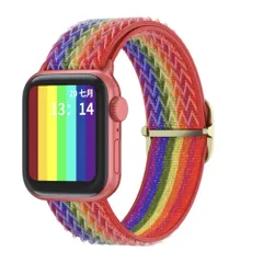 38/40/41mm 七色虹 Apple Watch用 バンド　ナイロン製弾性 アップルウォッチ SE/8/7/6/5/4/3/2/1に対応