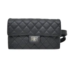 【名東】【CHANEL】シャネル ウエストバッグ マトラッセ 2.55 キャビアスキン ブラック 黒 ボディバッグ ユニフォーム GD金具 レディース メンズ【中古】