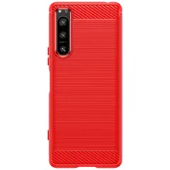 Xperia 5 IV ケース SO-54C SOG09 A204SO エクスペリア5 マーク4 カーボン調 薄型 耐衝撃 ソフト ケース 【Color】 レッドのサムネイル