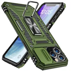【在庫セール】iPhone 11 Pro Max 用 ケース リング付き 衝撃吸収 耐衝撃 一体型落下防止 米国軍事MIL標準取得 スタンド機能 PC+TPU 二重構造 防塵 薄型 軽量 360度回転 全面保護カバー アイフォン 用 ケース オリーブグリーン