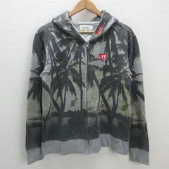 s■トミー/TOMMY 総柄 フルジップ スウェットパーカー【M】灰/MENS/40【中古】