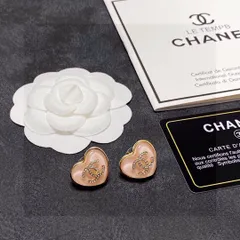 【今日特価】Chanel クラシック ピンク ハート ダブル C ピアス 送料無料！在庫限定セール価格