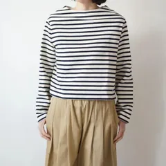 ORCIVAL | BOAT NECK LONG SLEEVE CROPPED P.O. size 2 | オーシバル ボートネック プルオーバー ボーダー 長袖 クロップド丈