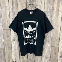 90's adidas☆USA製☆常田大希着☆墨黒☆万国旗☆ペンキ☆ボロtシャツ