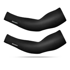 [LINECY] 瞬間冷感 日本製 アームカバー メンズ uvカット 接触冷感 ひんやり 日焼け止めカバー 夏用 無地 腕カバー 吸汗速乾 滑り止め UV対策 UPF50 紫外線対策 スポーツ活動用 (両腕入り)黒