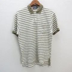 k■チャップス ラルフ/CHAPS RALPHLAUREN ボーダー柄 半袖ポロシャツ【L】ベージュ/MENS■52【中古】