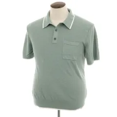 【中古】バナナリパブリック Banana Republic コットン 半袖 ポロニット セージグリーン系【サイズL】【メンズ】